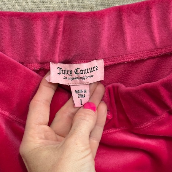 Juicy Couture Wide Leg Track Pants Rhinestone Logo Hot Pink - Picture 4 of 8